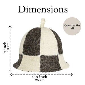 Organic Wool Checkered Sauna Hat Nordic Spa Cozy Handmade Soft